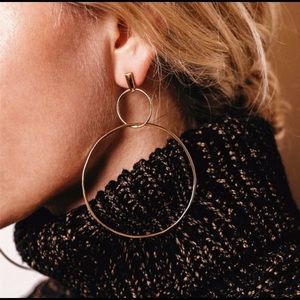 New!!!    Trendy double hoop goldmine earring